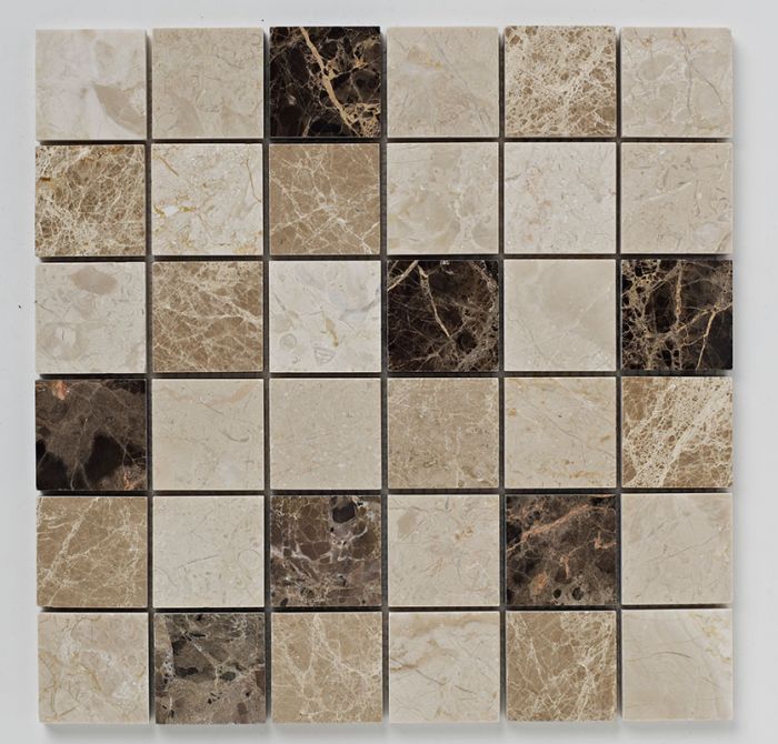 Mosaics Naturals Beige and Emperador Polished Mosaic 305mm x 305mm