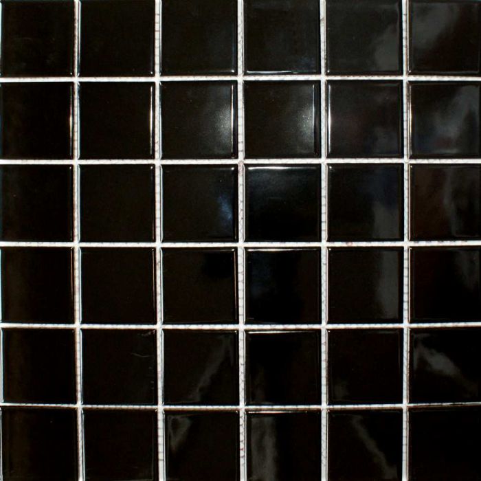 Zoro Mosaic Tiles Gloss Black Square Large Tiles